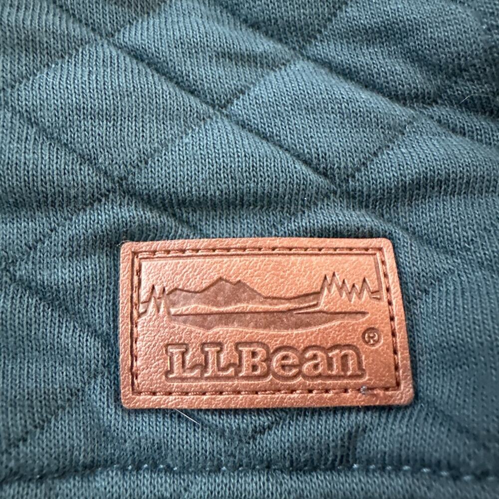 L.L. Bean Diamond Quilted 1/4 Zip Teal Women's Sweatshirt with Pockets XS - Picture 3 of 16